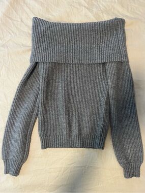 Sincerly Jules Off-the-Shoulder Ribbed Sweater - Gray